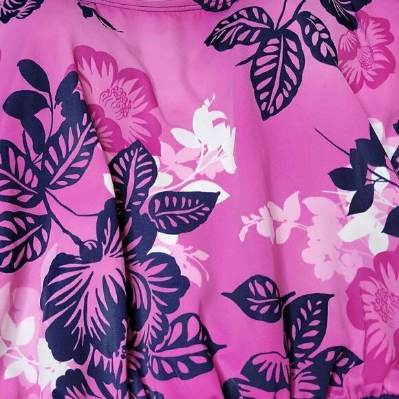 Kim Rogers Floral Leaf Tankini Swim Top Pink Blue Size Large - Picture 12 of 16